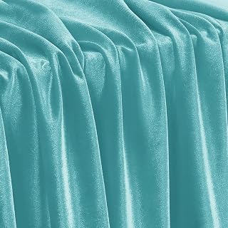 KKJIAF 2 Yard Aqua Sky Stretch Velvet Fabric 60" Wide for DIY Crafts