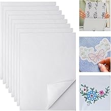 Pack of 8 A4 (29.7 x 21 cm) Stabilizer Embroidery Self-Adhesive, Soluble Canvas and Printable Water-Soluble Embroidery Paper, Water-Soluble Embroidery Paper Ideal for Hand and Machine Embroidery!