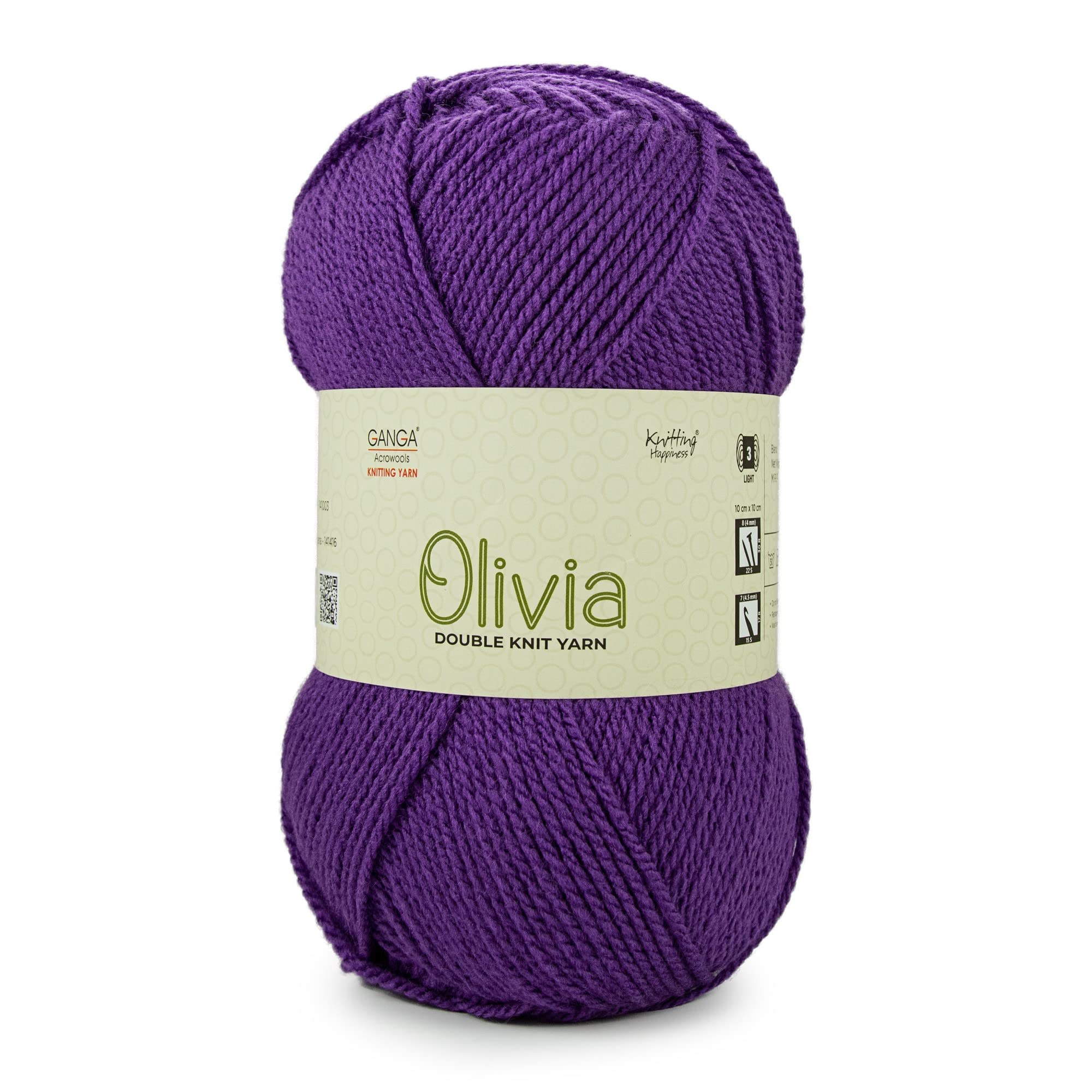 Ganga Olivia Hand Knitting and Crochet Yarn (Purple Royal) (400gms) Acrylic