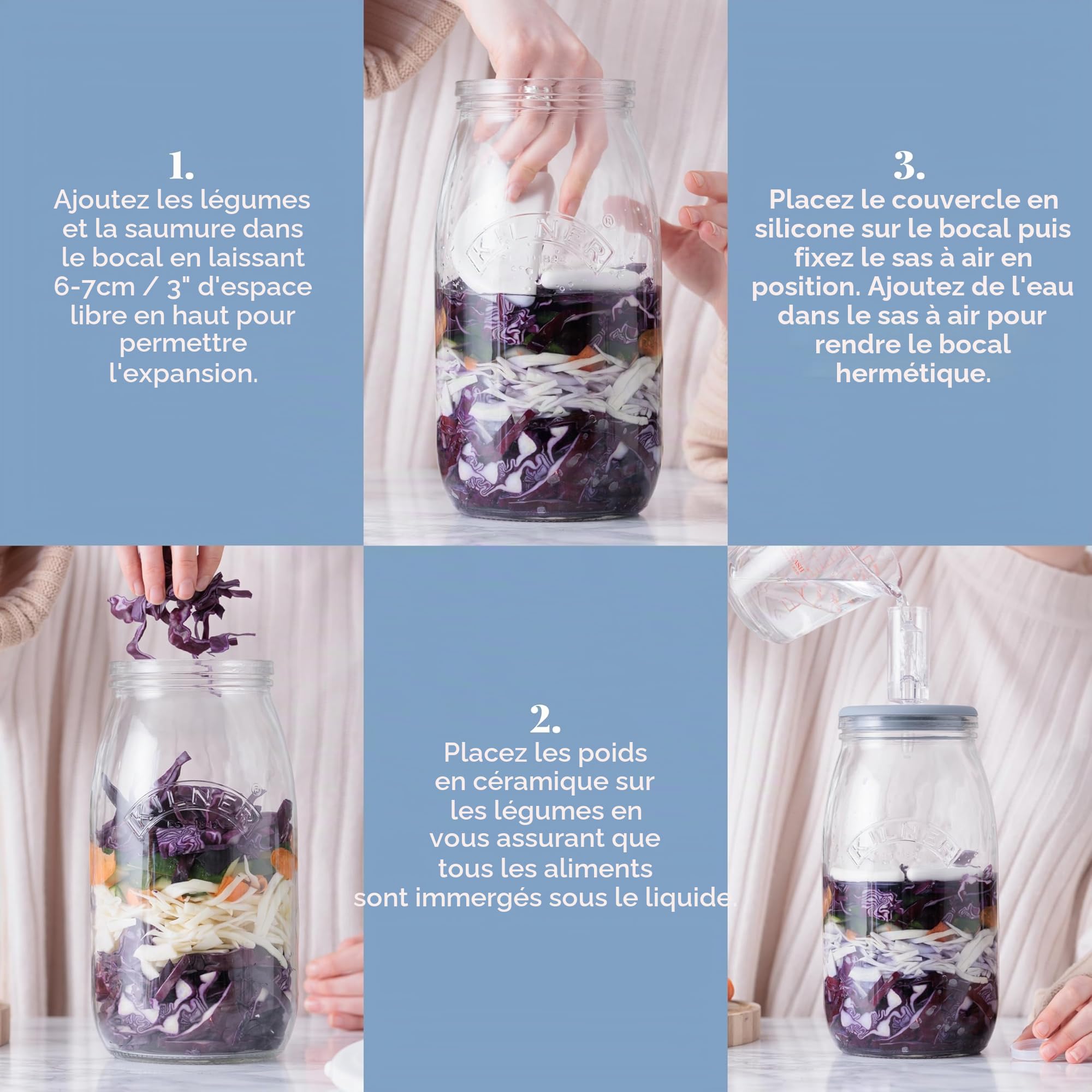 Kilner - Lot de Pots de Fermentation. 3L Fermentation : 3 l, Claire