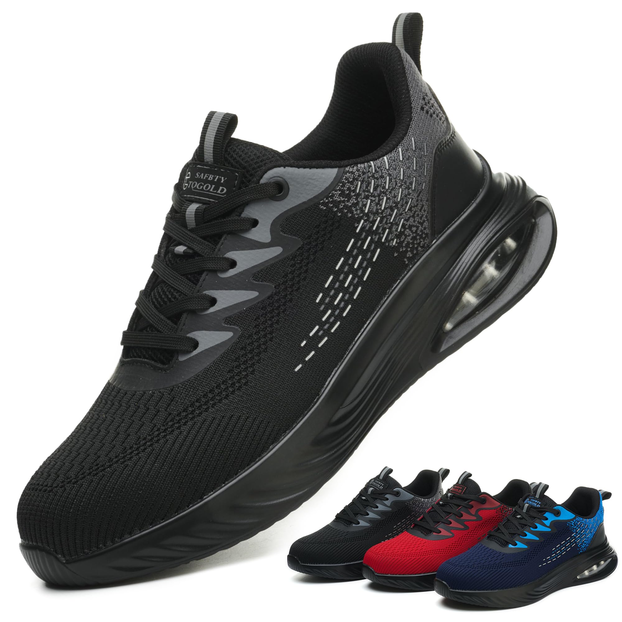 TQGOLD Zapatos de Seguridad para Hombre Mujer Ligero Zapatos de Trabajo Antideslizante Calzado de Seguridad con Punteras de Acero Transpirable Gr.35-46EU