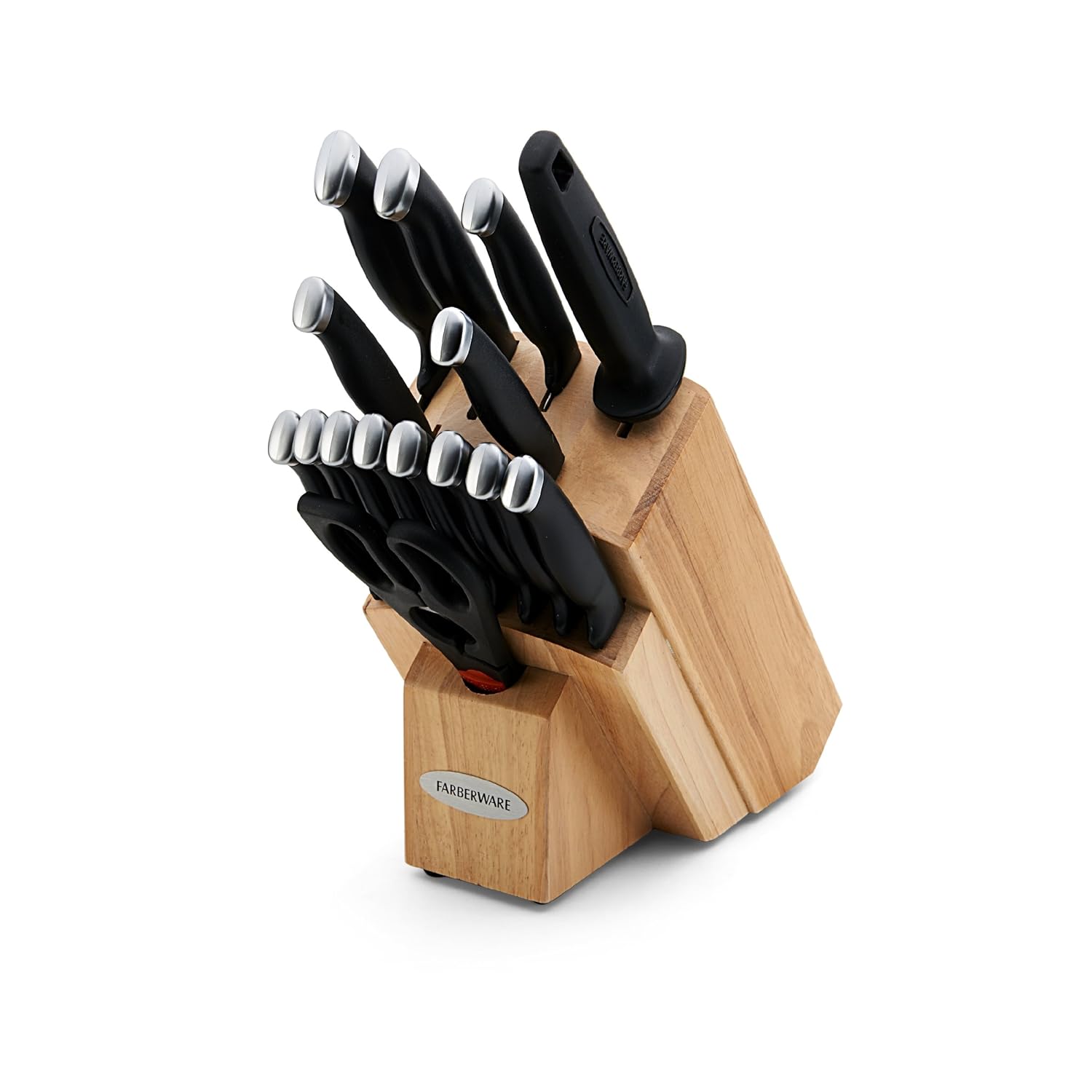 Farberware 16Piece Comfort Grip Cutlery Set (Black with Natural Block