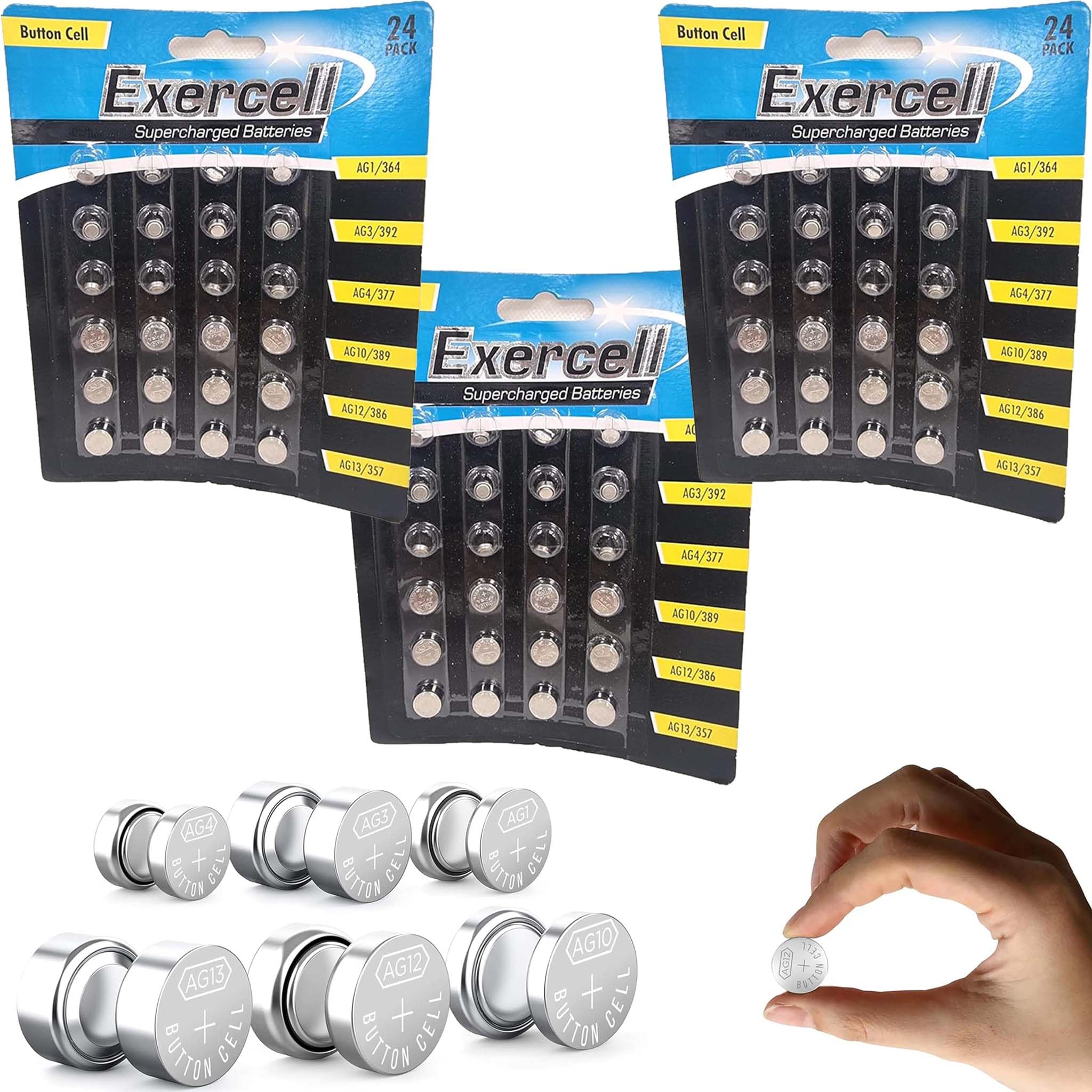 24 Pack Button Cell Batteries Assorted AG1 AG3 AG4 AG10 AG12 AG13 3V Coin Cell Watch Battery Set for Calculators Remote Controls Key Fobs Toys Small Electronic Devices — view 18