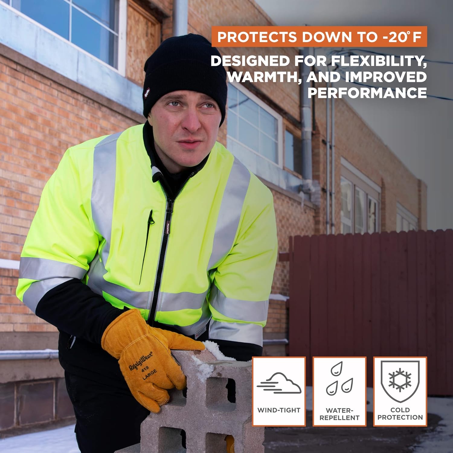 RefrigiWear Insulated Softshell Jacket – Silver Twill Lining with Reflective Tape, Water-Repellent, Wind-tight Finish - Image 4