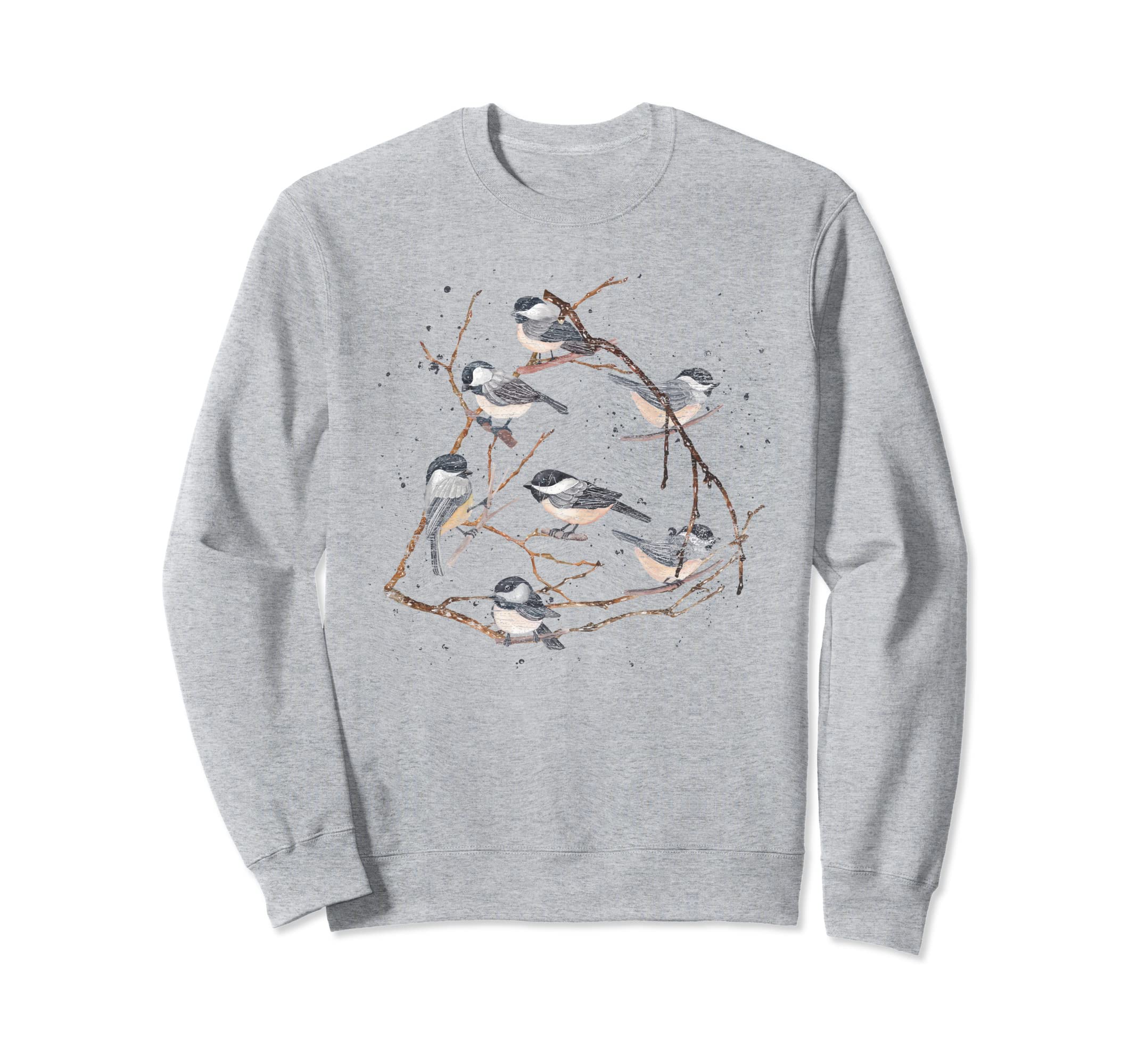 Tree Branches Nature Animal Lover Vintage Birds Chickadee Sweatshirt