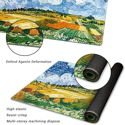 Vista 73 de ARTSO Alfombrilla de escritorio grande negra, alfombrilla de mouse para juegos XXL, alfombrilla de escritorio antideslizante con base de goma, Flor