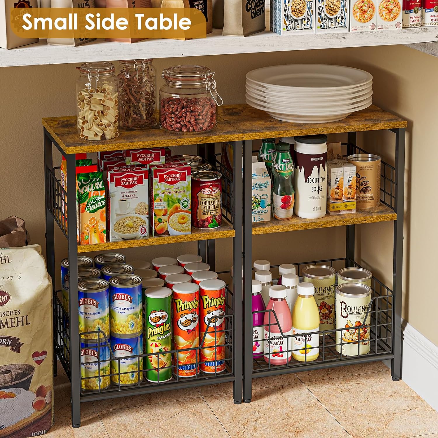 X-cosrack Side Table, Small End Table Record Player Stand with Storage, Vinyl Record Storage Night Stand for Living Room, Bedroom,Office(Patent Pending)(Rustic Brown & Black)