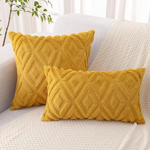 Miniatura 7 de Pallene Juego de 2 fundas de almohada de piel sintética suave para otoño, de 20 x 20 pulgadas, fundas decorativas de lana afelpada para sofá, cama,