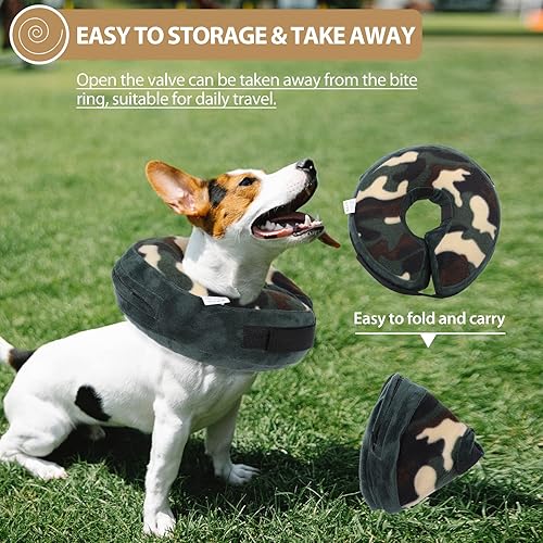 Miniatura 4 de SAWMONG Collar de cono inflable para perro cono ajustable para perros después de la cirugía conos de recuperación suaves para perros y gatos