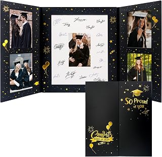 GMFrames Graduation Signature Book with Photo Display 2026 Grad Party Decorations Guest Book for Senior High School, College or University Graduation Photographs Black