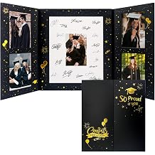 GMFrames Graduation Signature Book with Photo Display 2026 Grad Party Decorations Guest Book for Senior High School, College or University Graduation Photographs Black