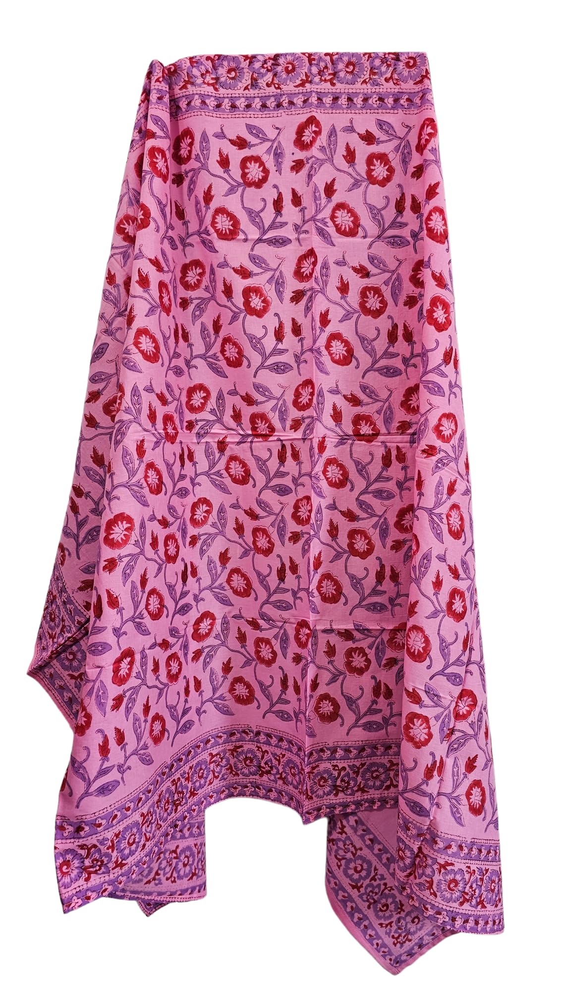 INDIANHANDICRFTS Indian Hand Made 100% Pure Cotton Sarong, Sanganeri Printed Sarong Women Bikini Cover Swimsuit Scarves Long Pareo Size 44x72 Inch ss092, Multi, 44x72 Inch