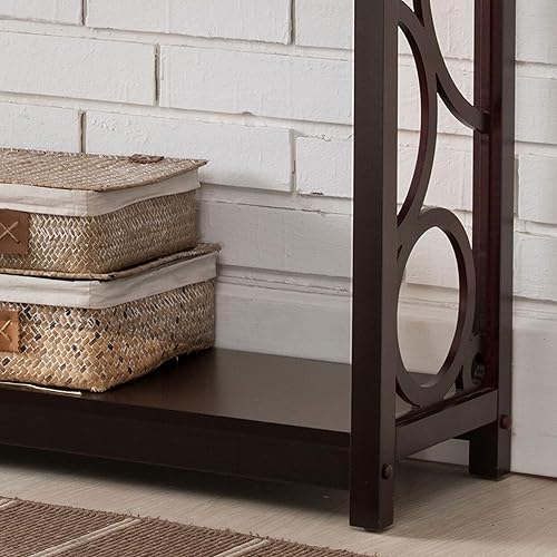 Miniatura 5 de Kings Brand Furniture - Mesa consola de madera con acabado de cereza oscura con estante de almacenamiento para pasillo, vestíbulo, sala de estar