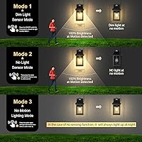 Vista 5 de Porch Lights Outdoor Dusk to Dawn Motion Sensor Solar Wall Lantern Separate Panel & Battery Replaceable Exterior Waterproof Wall Sconce Lighting