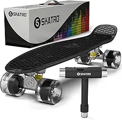 Skatro Skate Mini Cruiser. Placa de plástico estilo retrô de 56 x 15 cm vem completa