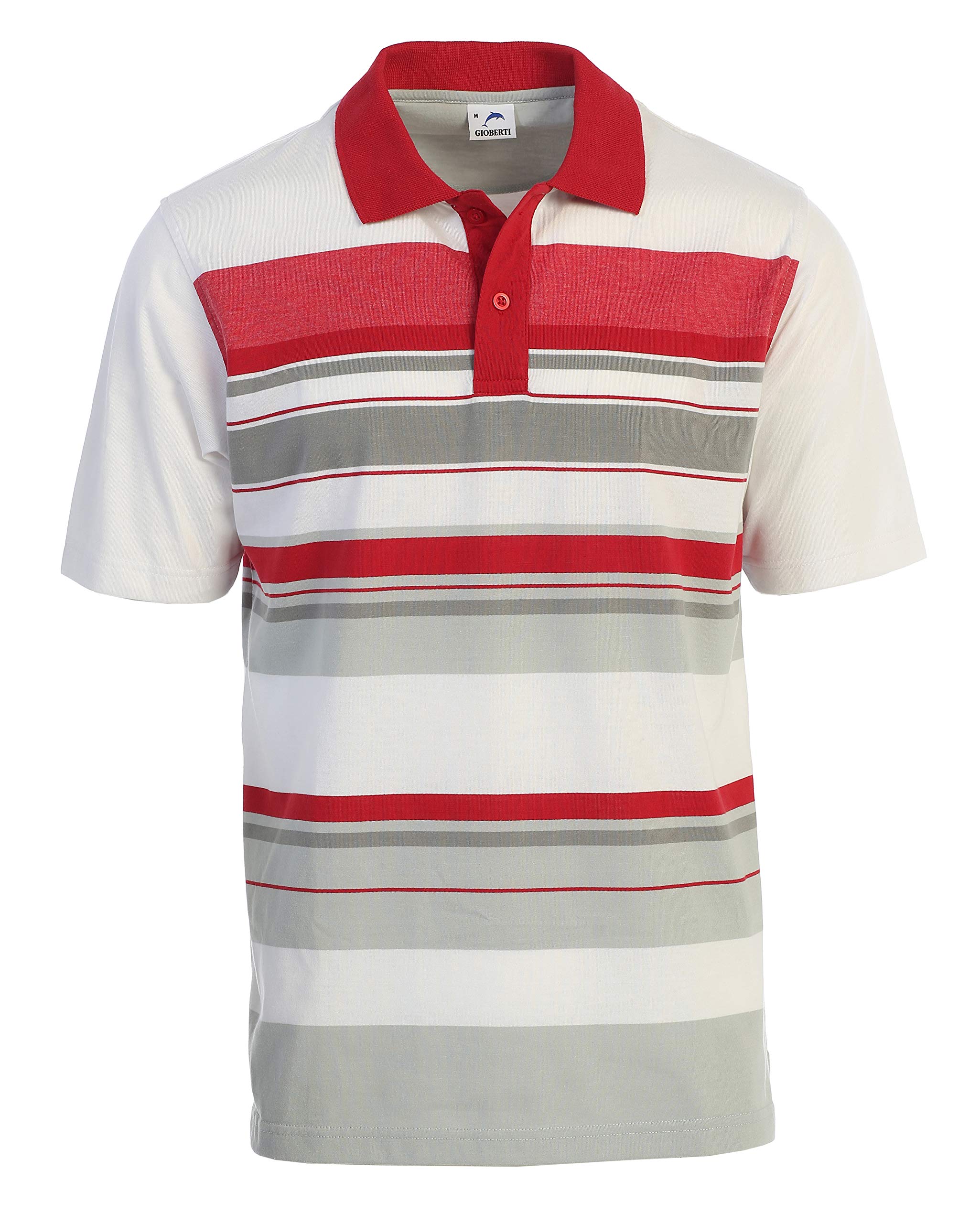 GiobertiMens Multiple Stripe Polo Shirt - Short Sleeve Yarn Dye