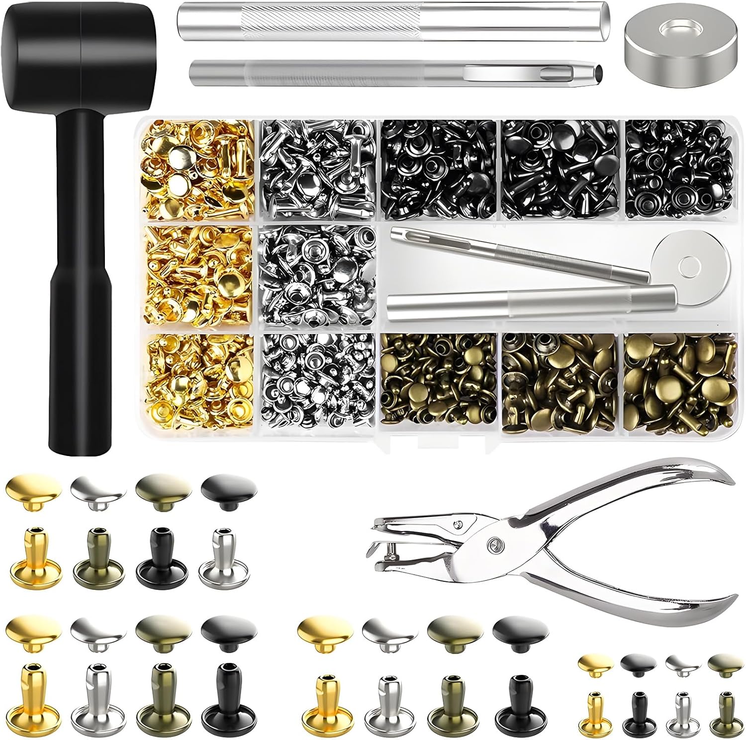 LAHONI 480PCS Leather Rivets Set, Rivets for Leather Kit, 4