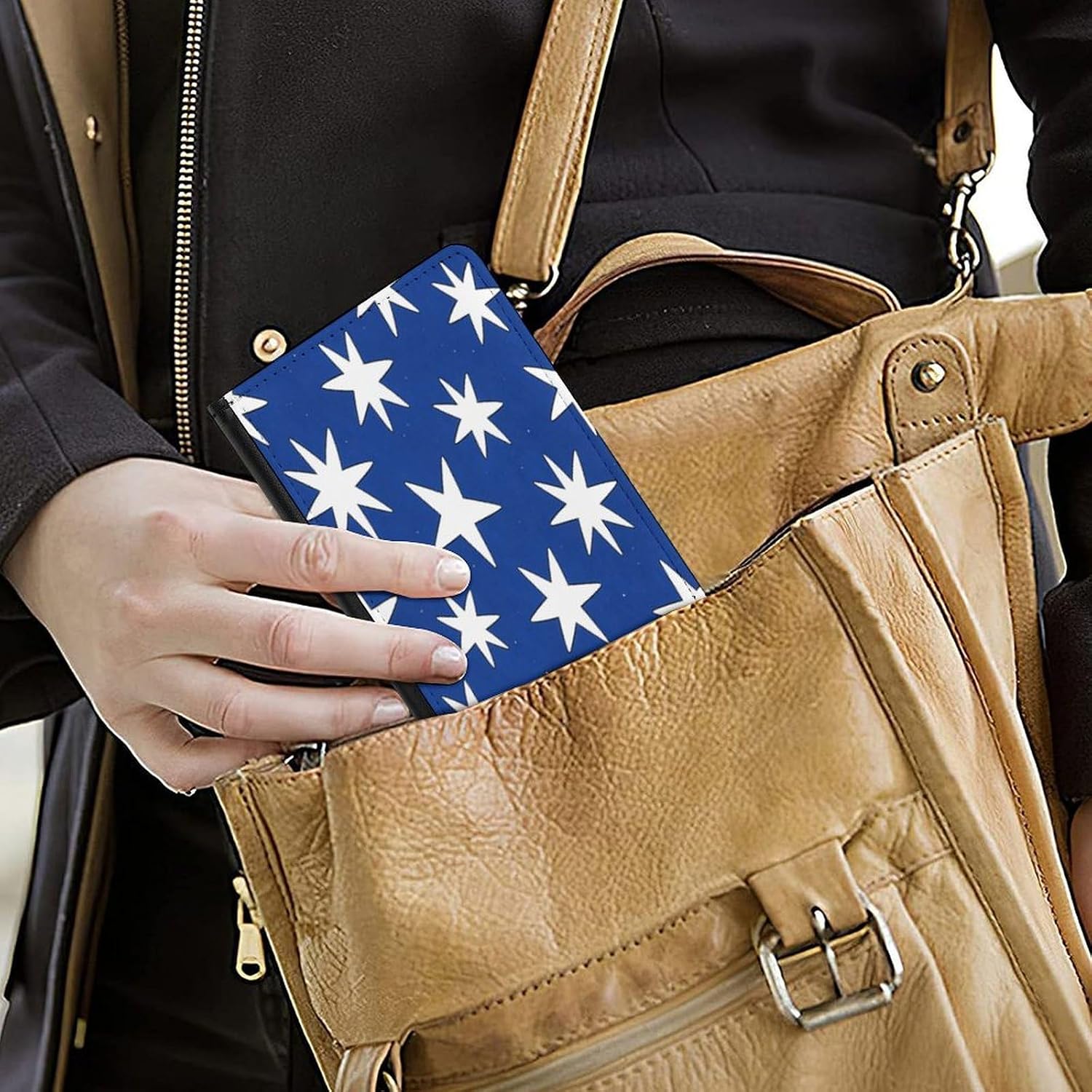 Personalized Starry Night Passport Holder Waterproof Passport Protector for Travel Essentials Classic Passport Wallet with Slots PU Leather Passport Cover Holder