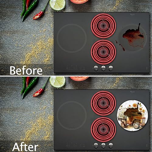 Miniatura 28 de Juego de 4 fundas bohemias para quemadores de estufas eléctricas, fundas redondas para quemadores de estufas de gas, 8 y 10 pulgadas, fundas