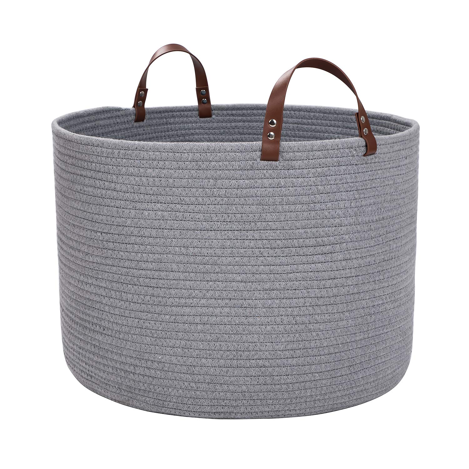 (XXL Light Grey) XXL Cotton Rope Basket,Storage Woven