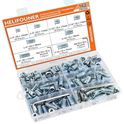 Miniatura 63 de 30 piezas de insertos roscados de 5/16"-0.709 x 0.787 in con llave hexagonal, insertos de madera, acero al carbono chapado en zinc azul