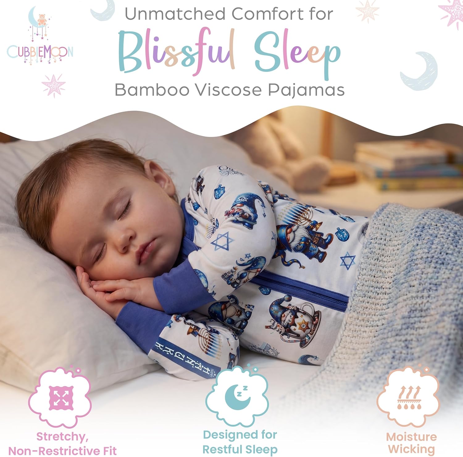 Bamboo Viscose Baby Pajamas 2 Way Zip for Diaper Change 0 to 24 Month Soft Stretchy Sleeper 2 Pack