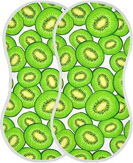 Kiwi Slices Muslin Baby Burp Cloths, 22x11 Inch Soft Absorbent Cotton Burping Rags Baby Washcloths for Newborn Boys Girls, 2 Pack