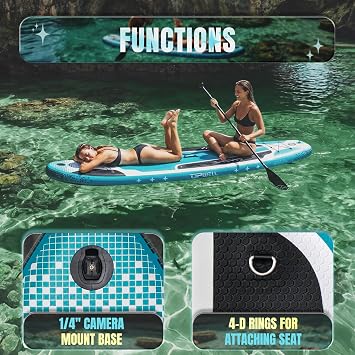 UPWELL Inflatable Stand Up Paddle Board 3.4m/3.5m with SUP Accessories: Backpack, Repair Kits, Anti-Slip Deck, Leash, 3 Fins, Paddle and Hand Pump