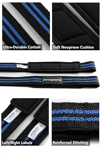 Miniatura 3 de Fitgriff Muñequeras de levantamiento para levantamiento de pesas, gimnasio, peso muerto, entrenamiento (hechas de algodón premium y acolchado) -