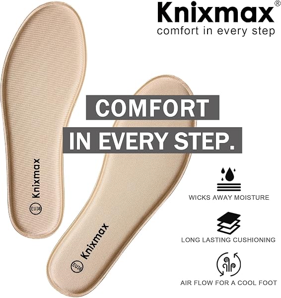Knixmax Plantillas Memory Foam para Mujer y Hombre Comodidad Plantilla de Zapato Absorción de Impacto Amortiguación Suave Suelas Internas para Zapatillas, Botas - 4