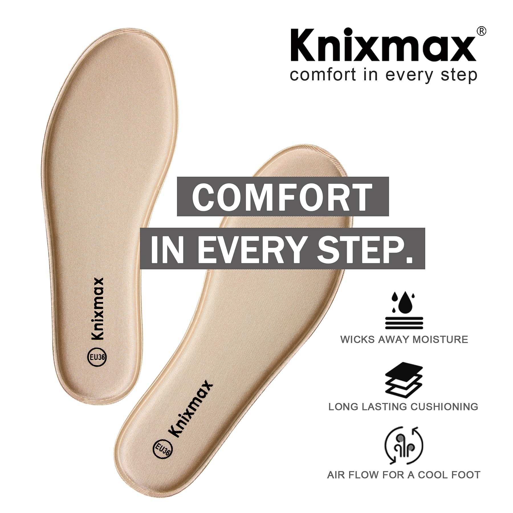 Knixmax Donna Uomo Solette in Memory Foam Inserti per Scarpe Comfort Assorbimento degli urti Imbottitura per il Supporto del Piede Suole Interne