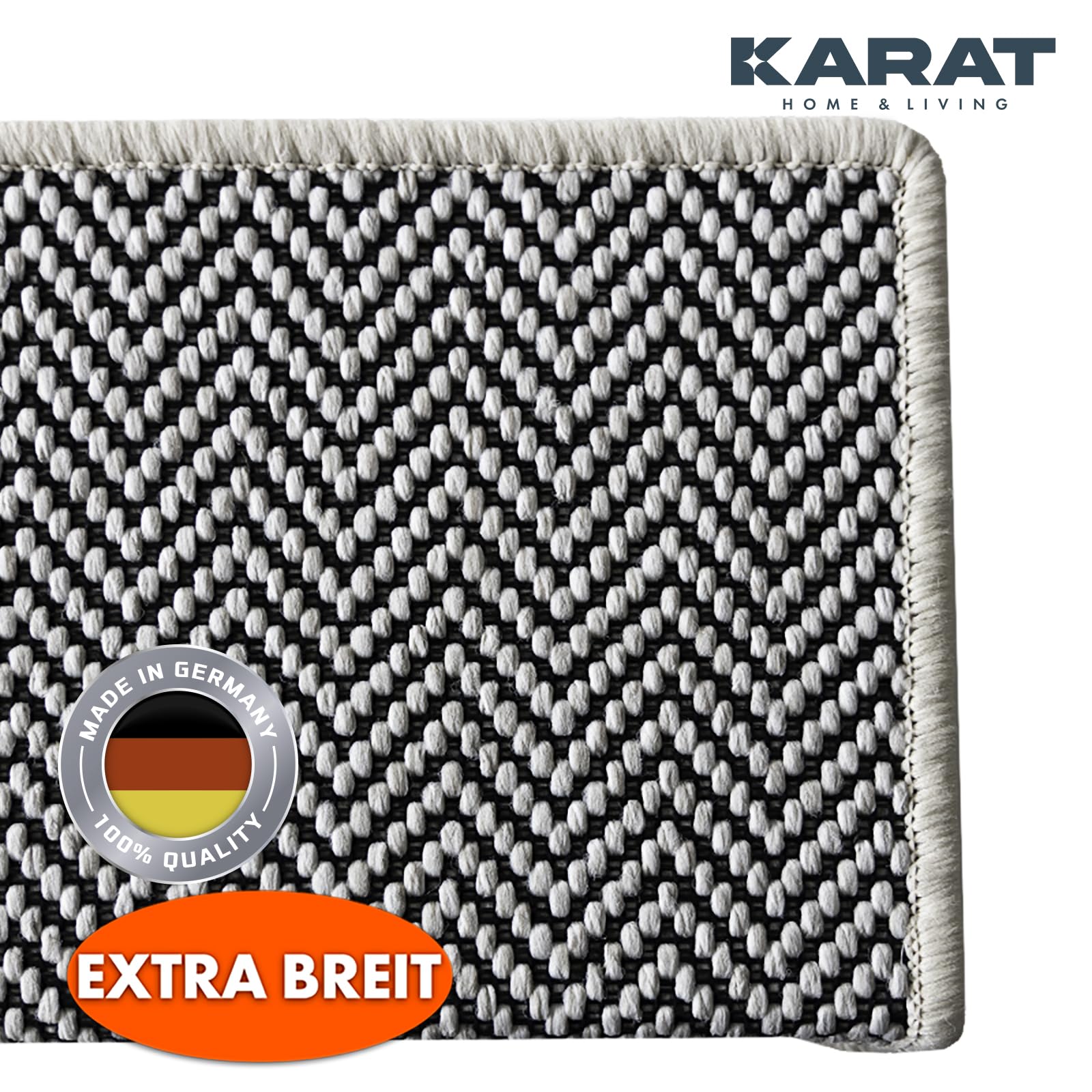 KARAT >Tapis D'escalier Kalkutta Crème Demi-circulaire 19 X 56 Cm