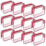 Weewooday 12 Pieces Clear Makeup Bags Cosmetic Storage Bags PVC Zipper Pouches Travel Waterproof Makeup Plastic Case for Women Organizing Toiletries Traveling Bathroom(Medium,Rose Red)