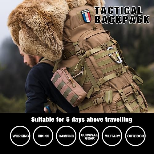 Miniatura 8 de Mardingtop Mochilas Molle de 70L65L6510L con marco interno para senderismo con cubierta de lluvia para campamento mochileros