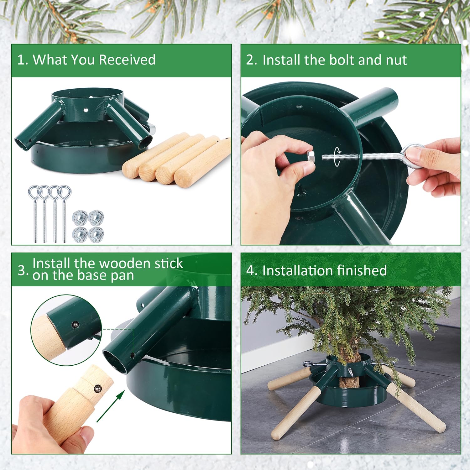Blissun Soporte para árbol de Navidad, soporte para árbol de Navidad, soporte para árbol de Navidad, soporte para árboles reales, verde