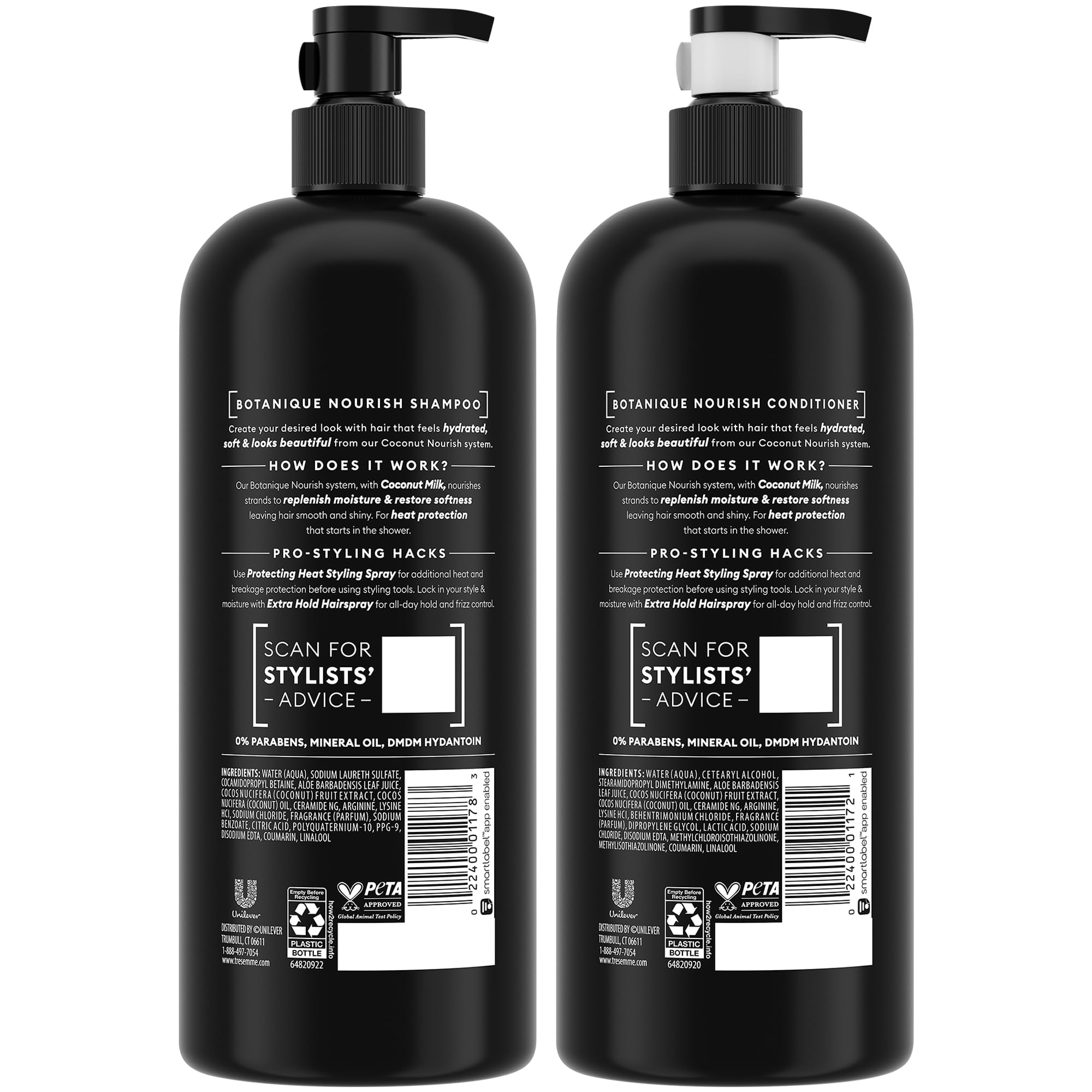 TRESemmé Shampoo and Conditioner Set, Botanique Nourish – Anti-Frizz Hair Products with Coconut Milk & Aloe Vera, 28 Oz Ea