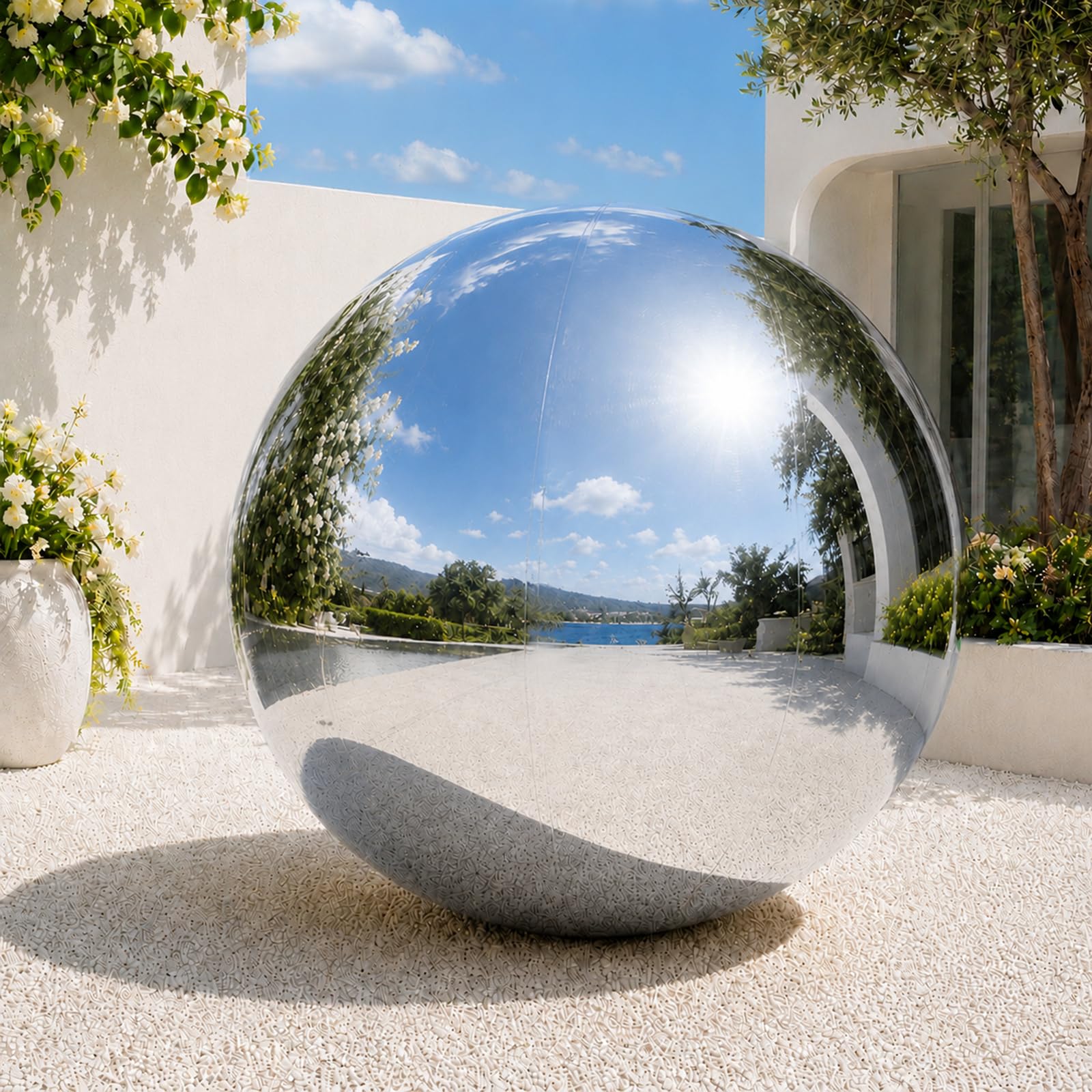 Palloncino gonfiabile a specchio, in PVC, riutilizzabile, grande, per eventi, decorazione per feste, matrimoni, decorazione (1 pezzo, 0,6 m)