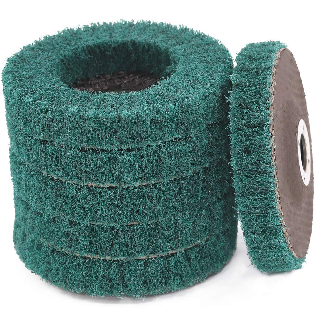 Rustark 6 Pcs 4" 180 Grit Nylon Fiber Buffing Polishing Wheel Sanding Abrasive Disc Scouring pad Buffing Wheel for Angle Grinder for Metal Polisher (