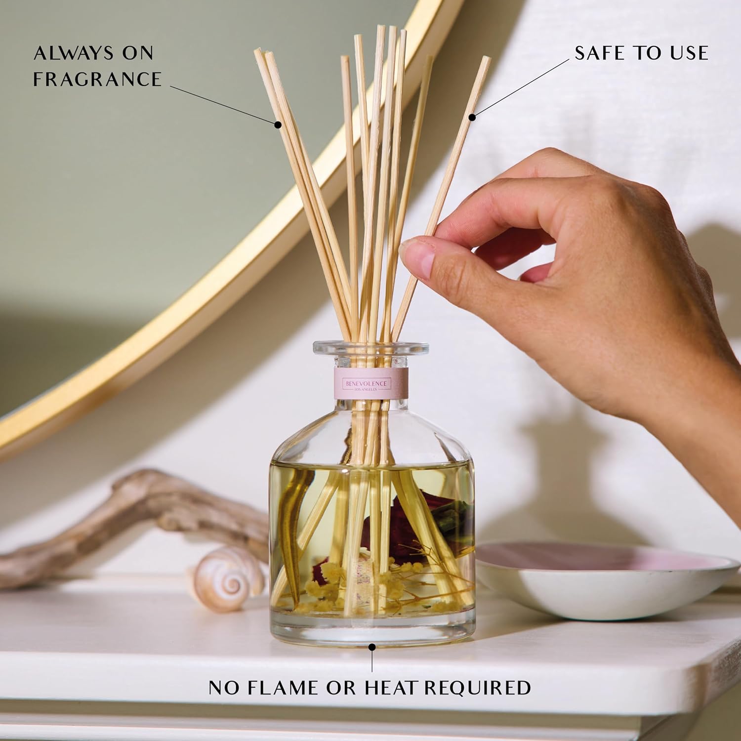 Benevolence LA Beach Rose Gift Box | Candle, Room Spray & Reed Diffuser | Rose & Sandalwood | Elegant Home Fragrance | Ready for Gifting | Gift Set for Women