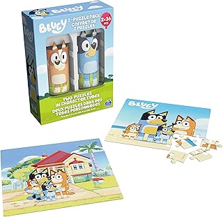 Bluey 36-Piece Jigsaw Puzzles Two Pack Bundle with Easy Tube Storage | Bluey Birthday Party Supplies | Bluey Party Favors | Bluey Toys for Kids 3+