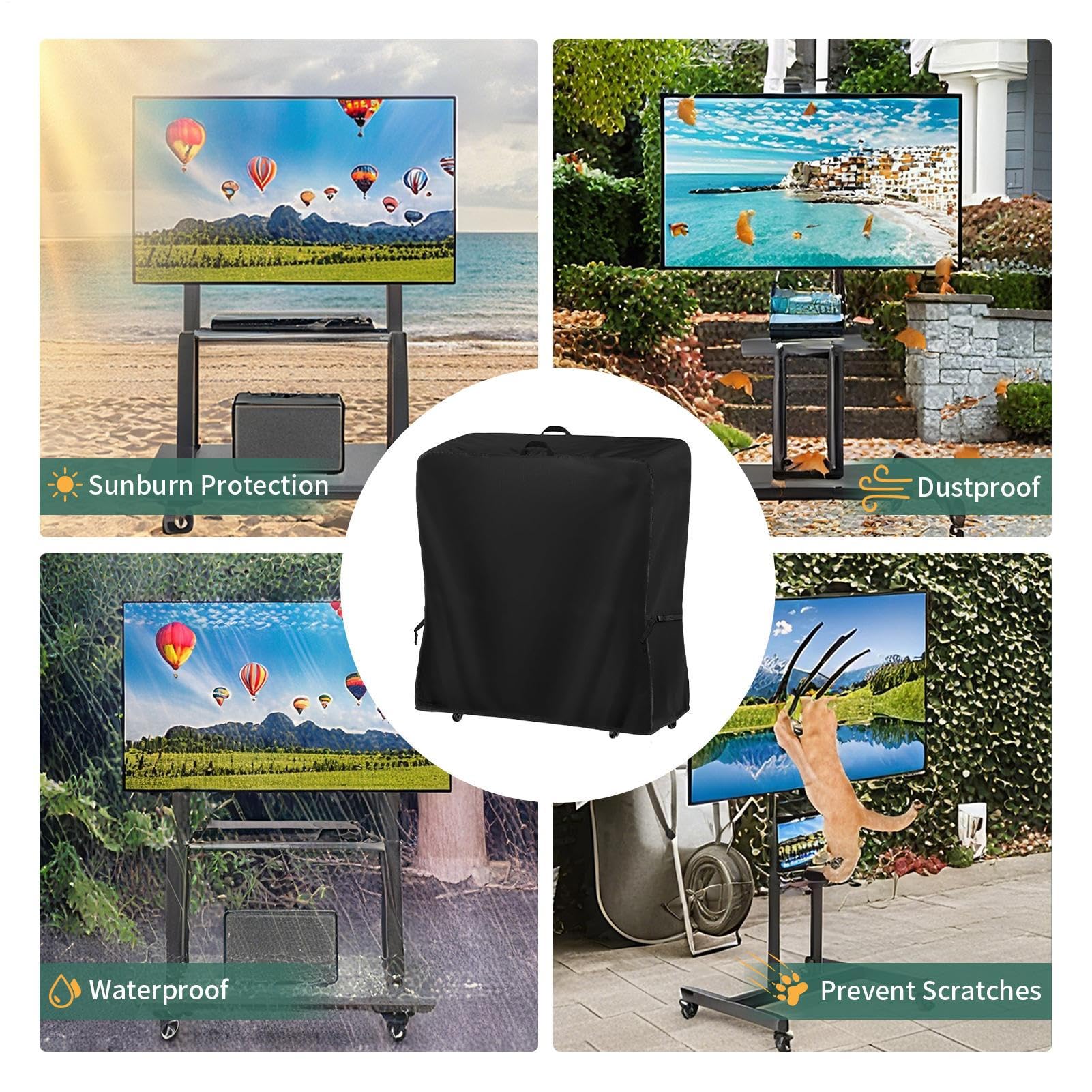 Outdoor-TV-Ständer-Abdeckung – TV-Bildschirmschutzabdeckungen für draußen, staubdicht, für Terrasse, Rasen, Hinterhof, Hof, Hof