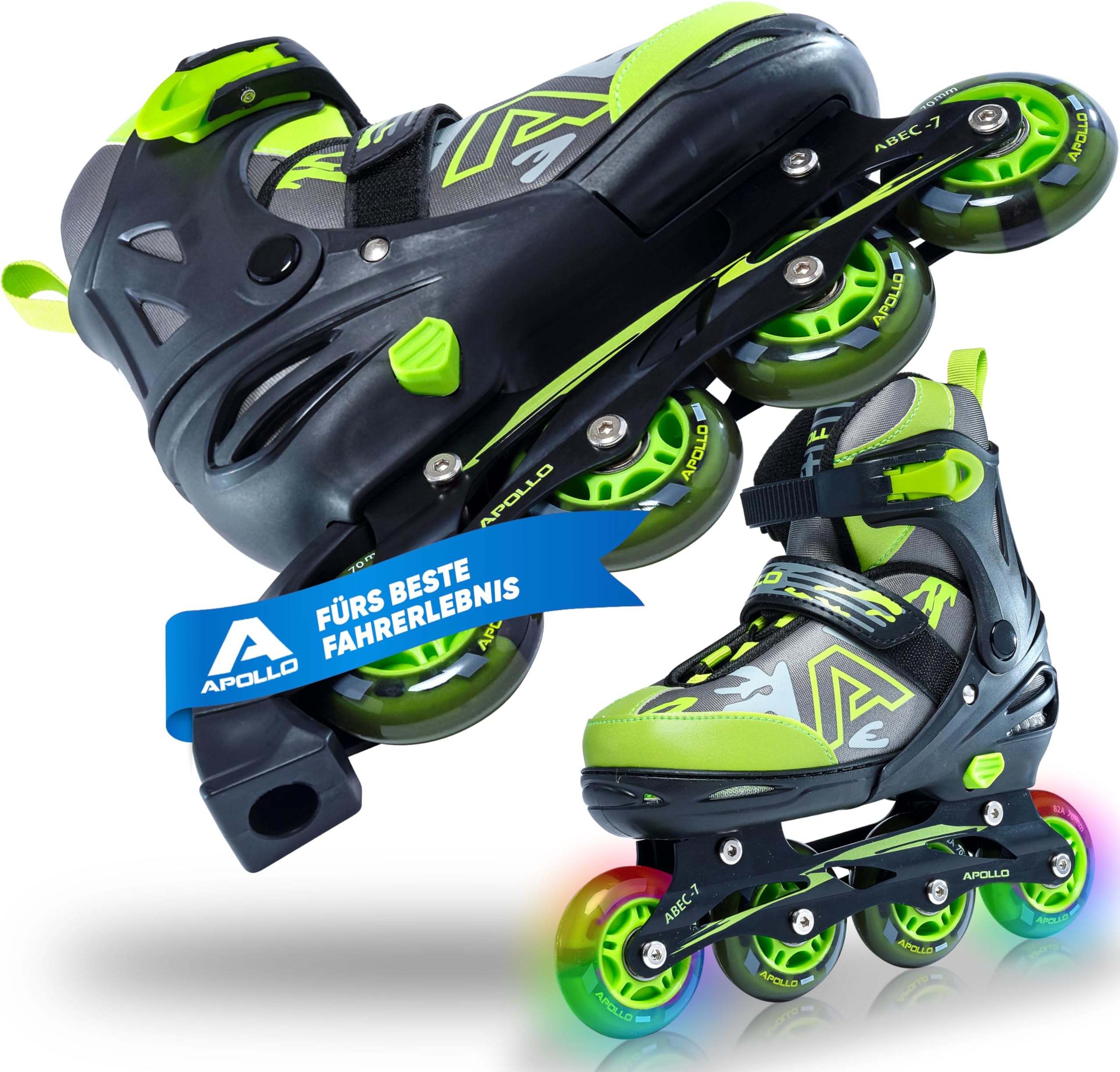 Champion Adjustable Inline Skates for Boys and Girls from Size 31, for Men and Women up to Size 42, Inline Skates for Children and Adults with LED Wheels