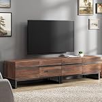 Wampat Modern TV Stand for 110 inch TVs, 3 in 1 Entertainment Center with Storage Cabinets and Metal Base, Media Console for Living Room, Oak