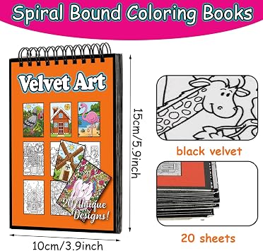 Jetec 4 Pcs Velvet Coloring Books Velvet Coloring Posters for Travel