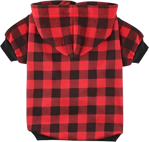 Miniatura 2 de Blaoicni Sudadera con capucha a cuadros para perros extra pequeños, gatos, cachorros, abrigo cálido y suave (XS).
