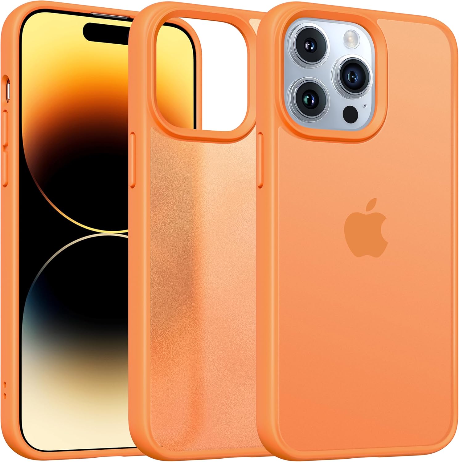 Alphex Colored Transluscent for iPhone 14 Pro Max Case, Sleek Minimalist Retro Design, German Quality Standard Certified, 12FT Military-Grade Protection, Slim Matte Hard Back Case 6.7-inch, Orange Orange for iPhone 14 Pro Max 6.7"