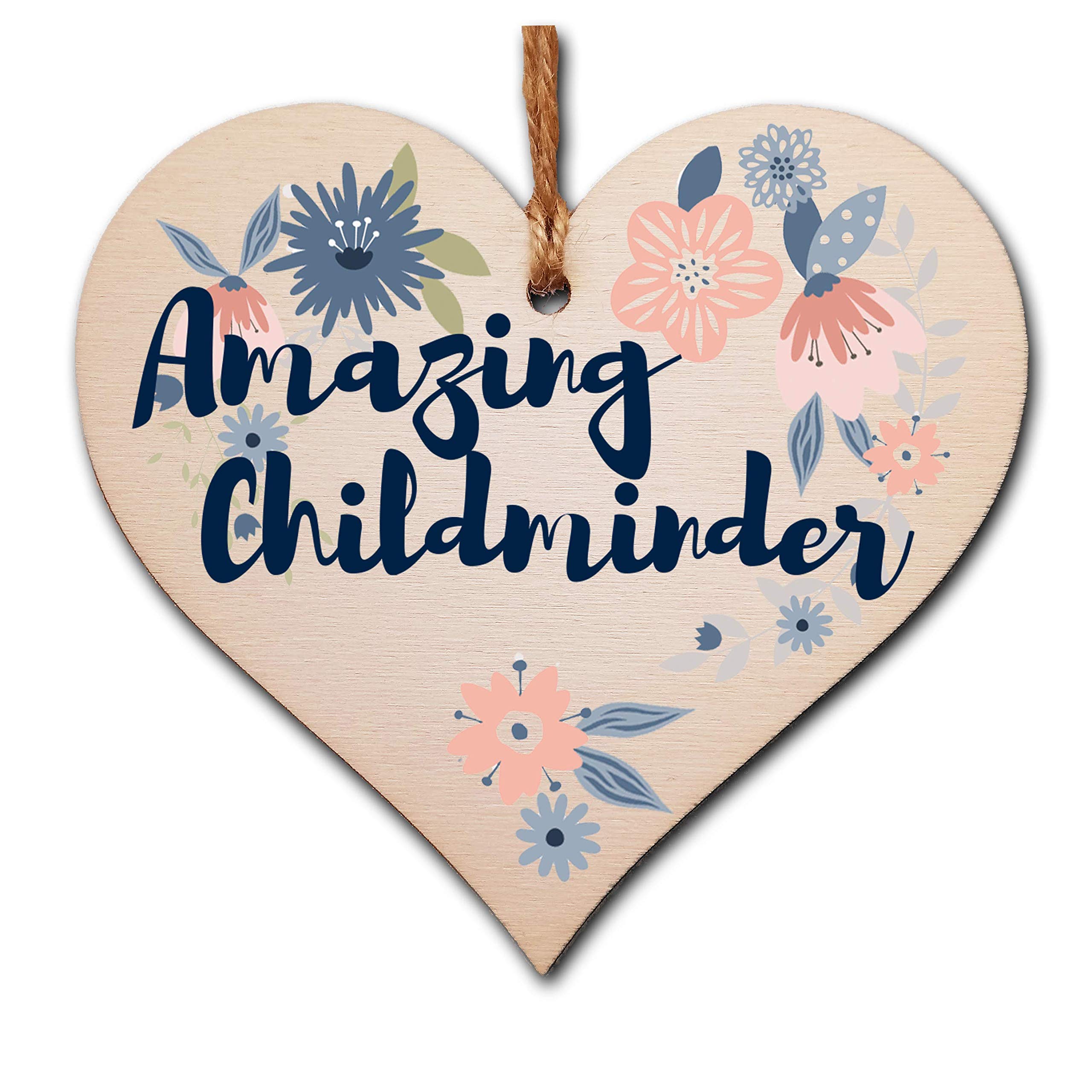The Plum Penguin Handmade Wooden Hanging Heart Plaque Gift Amazing Childminder Thank You Special Someone Floral Style Present from child