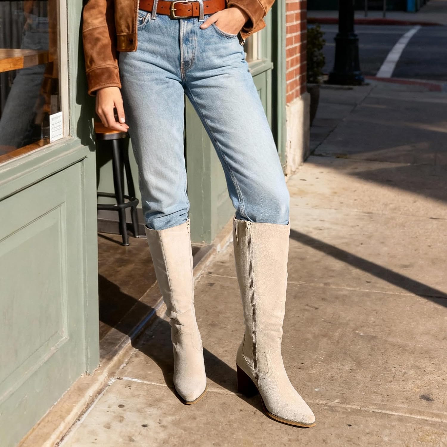DREAM PAIRS Women's Slouchy Knee-High Chunky Heel Boots image 3