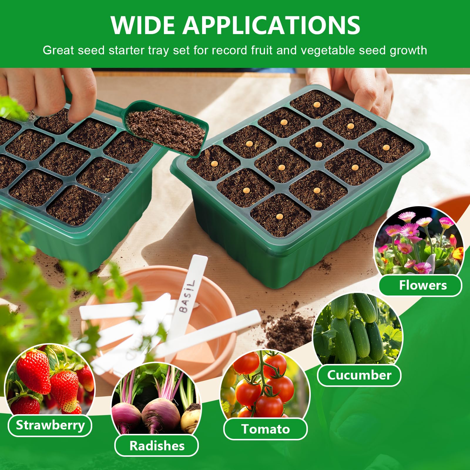 YAUNGEL Vassoio Germinazione, 6 Pezzi Autoinnaffianti Semenzaio per Piantine Mini Serra Propagatore con Luce di crescita Regolabile Luminosità & Umidità Propagatore di Semi Kit，Controllo del Tempo