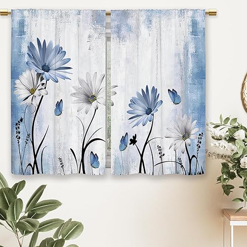 Miniatura 5 de Laifzere Cortinas de cocina de hojas verdes de eucalipto, plantas botánicas, pequeñas, cortas, para cafetería, cortinas de ventana de baño, cortinas